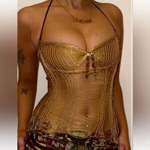 Ella Mia Satin Knit Top in Gold